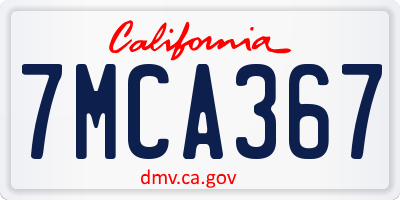 CA license plate 7MCA367