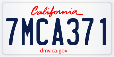 CA license plate 7MCA371
