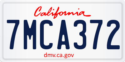 CA license plate 7MCA372