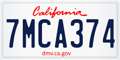 CA license plate 7MCA374