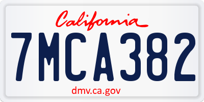 CA license plate 7MCA382