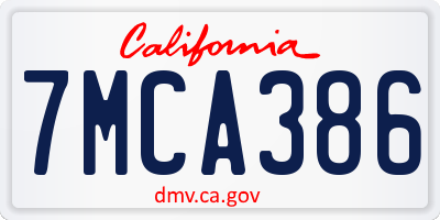 CA license plate 7MCA386