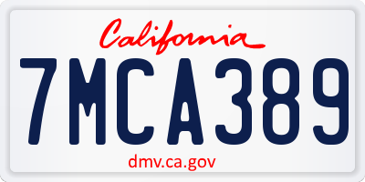 CA license plate 7MCA389