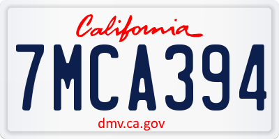 CA license plate 7MCA394