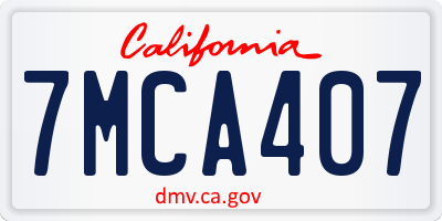 CA license plate 7MCA407