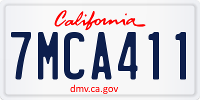 CA license plate 7MCA411