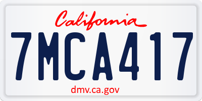 CA license plate 7MCA417