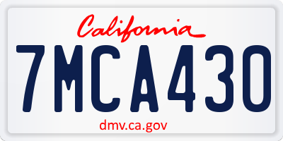 CA license plate 7MCA430