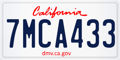CA license plate 7MCA433