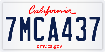 CA license plate 7MCA437