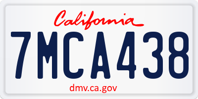 CA license plate 7MCA438