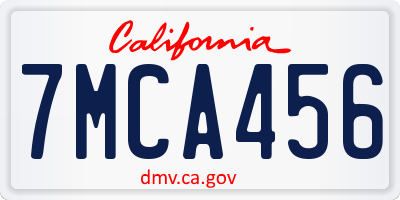 CA license plate 7MCA456