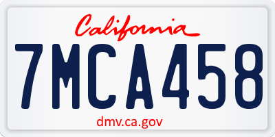 CA license plate 7MCA458