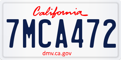 CA license plate 7MCA472