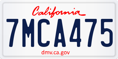 CA license plate 7MCA475