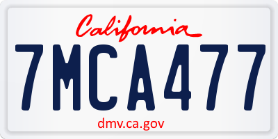 CA license plate 7MCA477