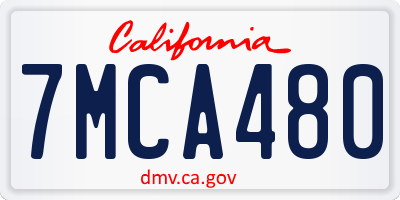 CA license plate 7MCA480