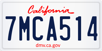 CA license plate 7MCA514