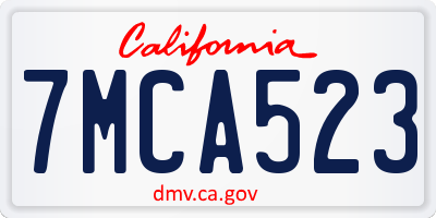 CA license plate 7MCA523