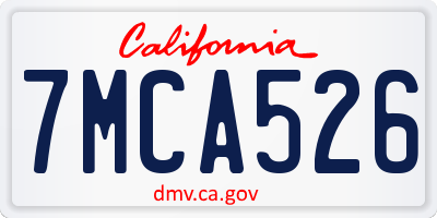 CA license plate 7MCA526