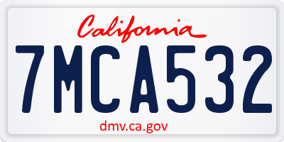 CA license plate 7MCA532