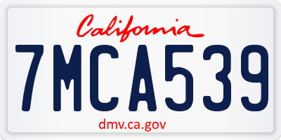 CA license plate 7MCA539