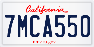CA license plate 7MCA550