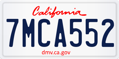 CA license plate 7MCA552