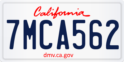 CA license plate 7MCA562