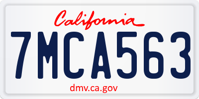 CA license plate 7MCA563