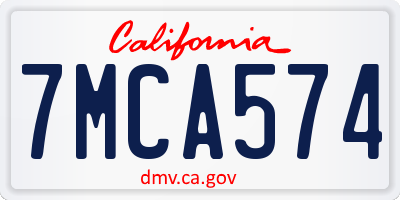 CA license plate 7MCA574