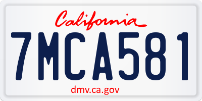 CA license plate 7MCA581
