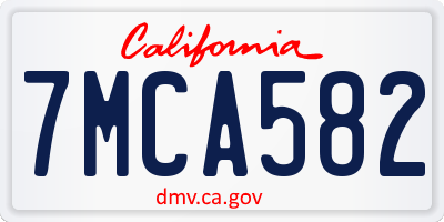 CA license plate 7MCA582