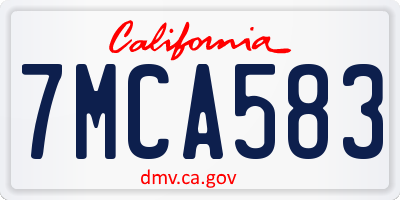 CA license plate 7MCA583
