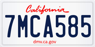 CA license plate 7MCA585