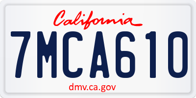 CA license plate 7MCA610