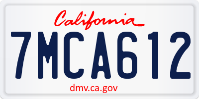 CA license plate 7MCA612