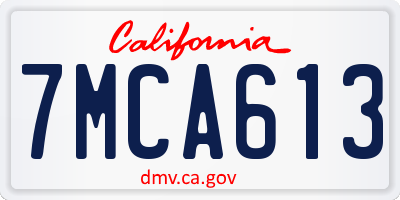 CA license plate 7MCA613