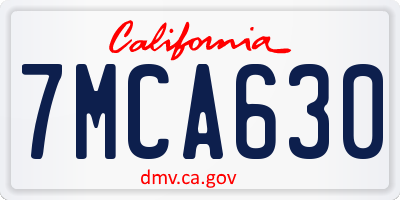 CA license plate 7MCA630