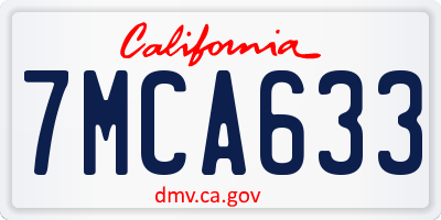 CA license plate 7MCA633