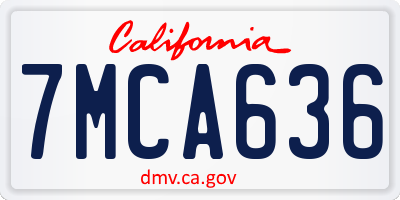 CA license plate 7MCA636