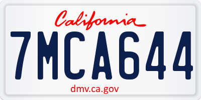 CA license plate 7MCA644