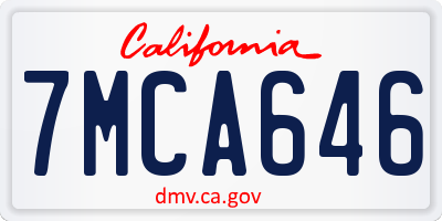 CA license plate 7MCA646