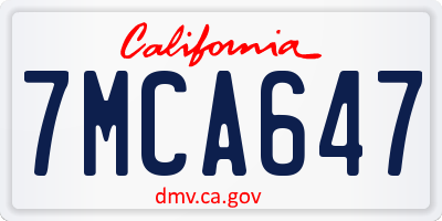 CA license plate 7MCA647