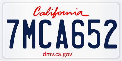 CA license plate 7MCA652