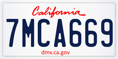 CA license plate 7MCA669