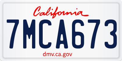 CA license plate 7MCA673