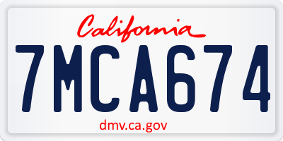 CA license plate 7MCA674