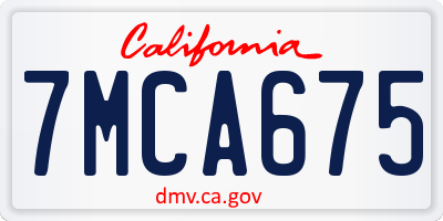 CA license plate 7MCA675