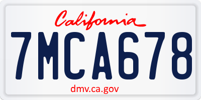 CA license plate 7MCA678